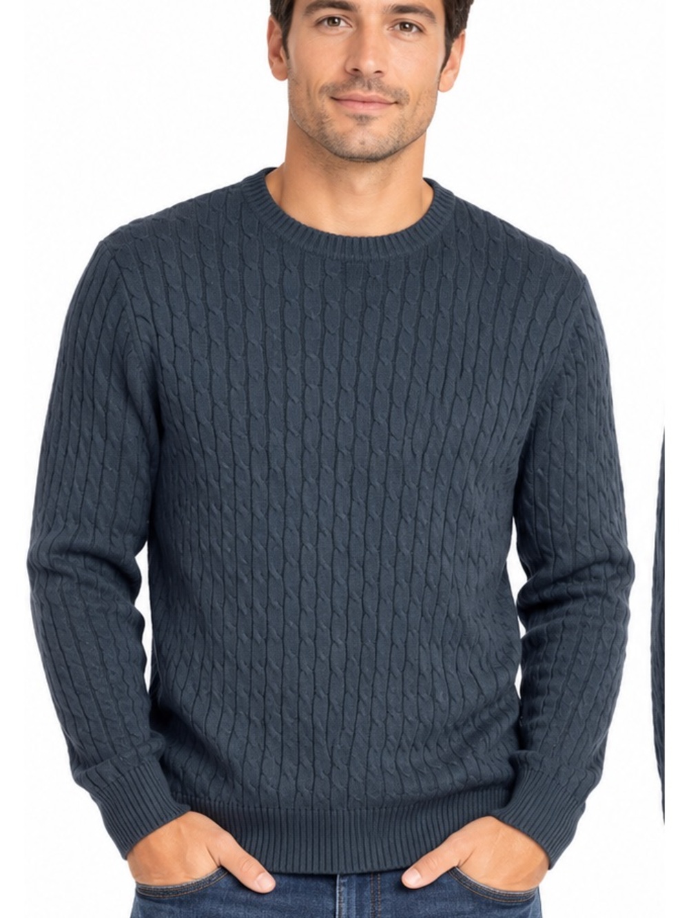 Grant Thomas Size XL 100% Pima Cotton Cable Knit in Black Sweater Men luxury